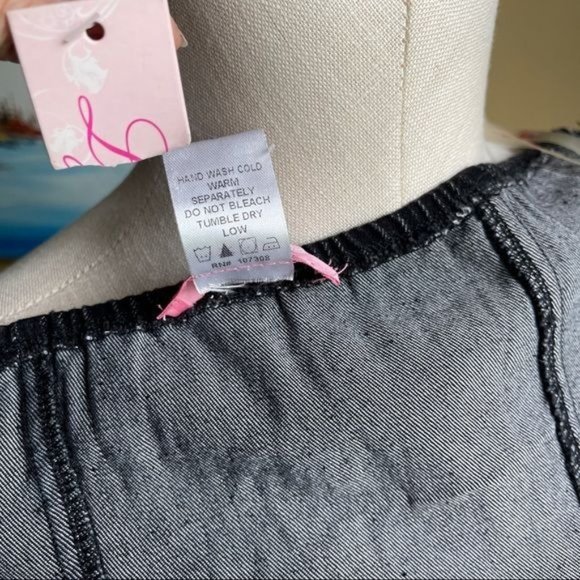 Lydia motorcycle vest Halter Top y2k black denim lace Zip Up Goth Emo Small VTG - Picture 11 of 12